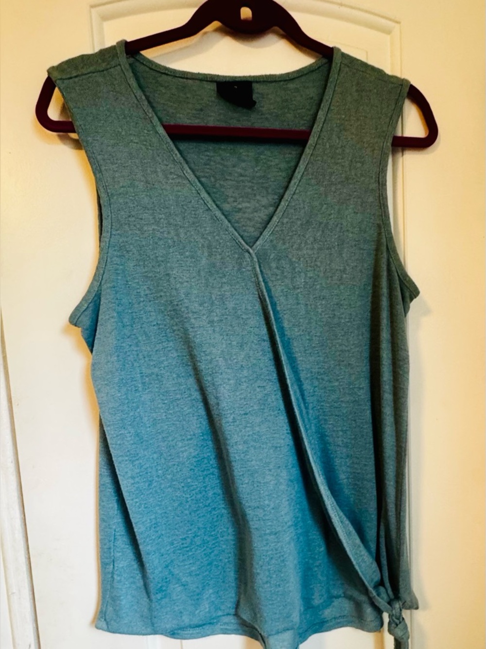 bobeau Teal V-Neck Sleeveless Tank with Side Knot